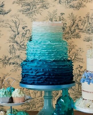 Ombre Ruffle Wedding Cake